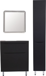 Style Line Тумба с раковиной Бергамо Мини 70 черная Люкс антискрейтч Plus – фотография-12